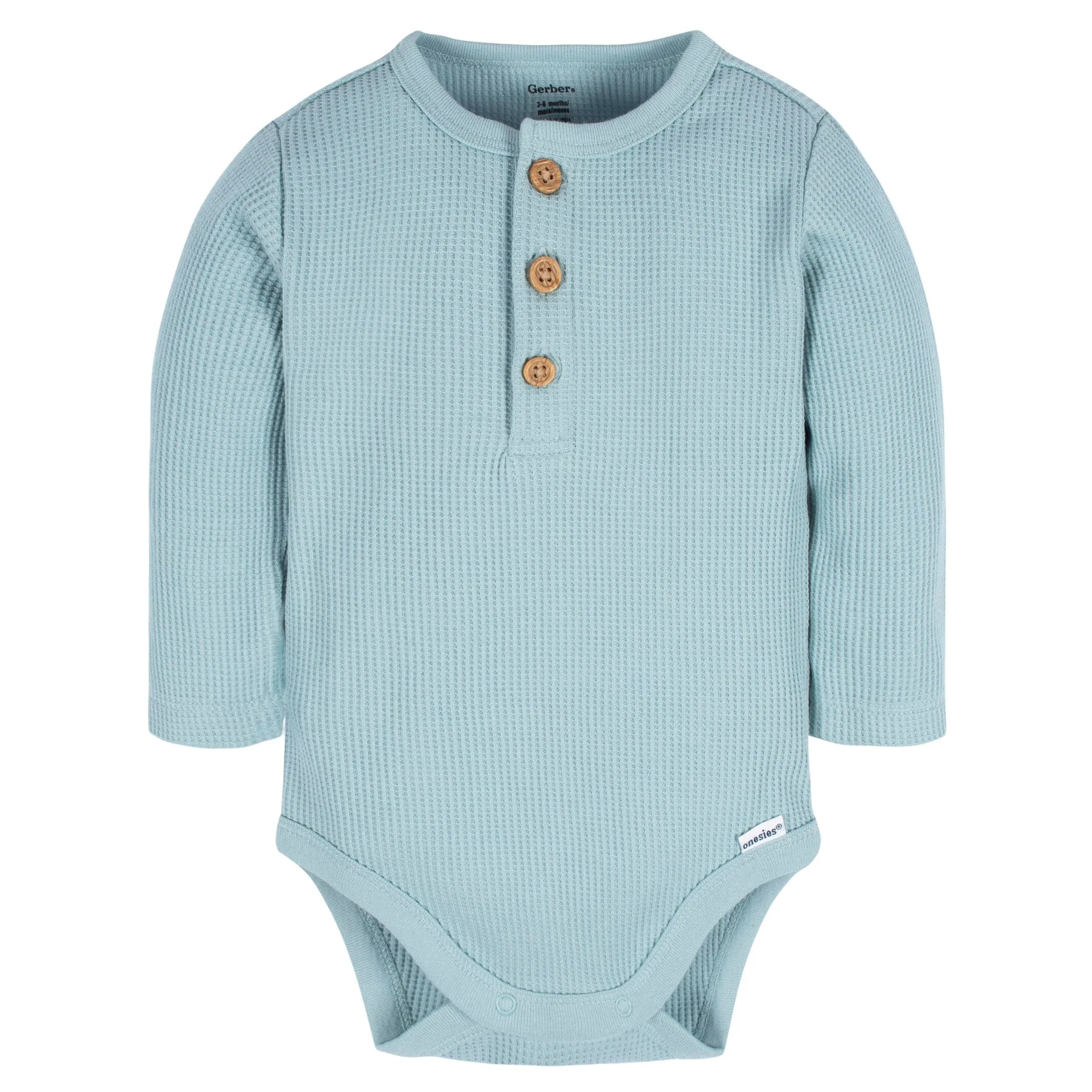 2-Pack Baby Boys Blue & Ivory Long Sleeve Henley Onesies® Bodysuits