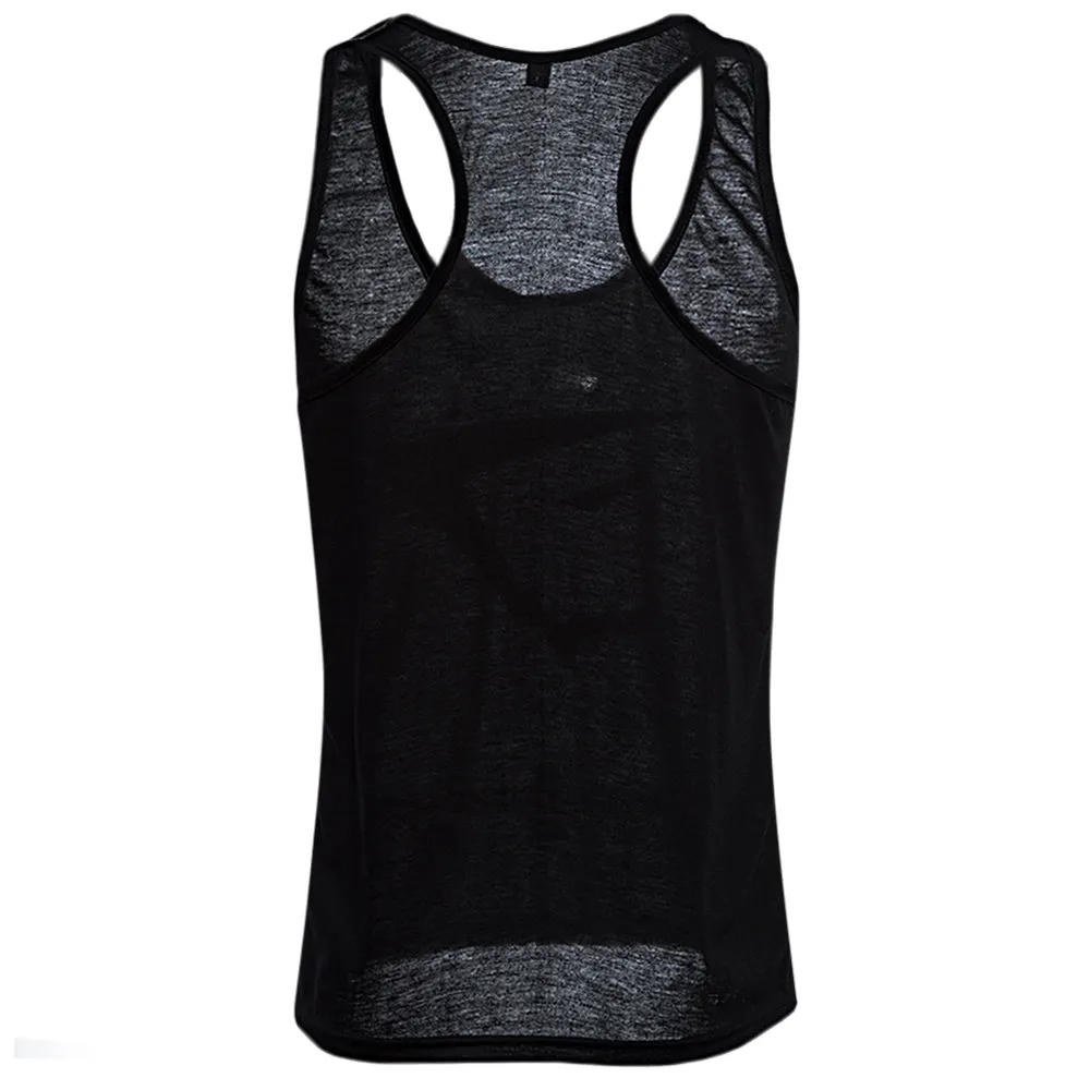 Active Scoop Collar Printed Cotton Blend Racerback Gym Tank for Men