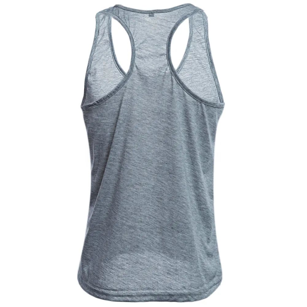 Active Scoop Collar Printed Cotton Blend Racerback Gym Tank for Men