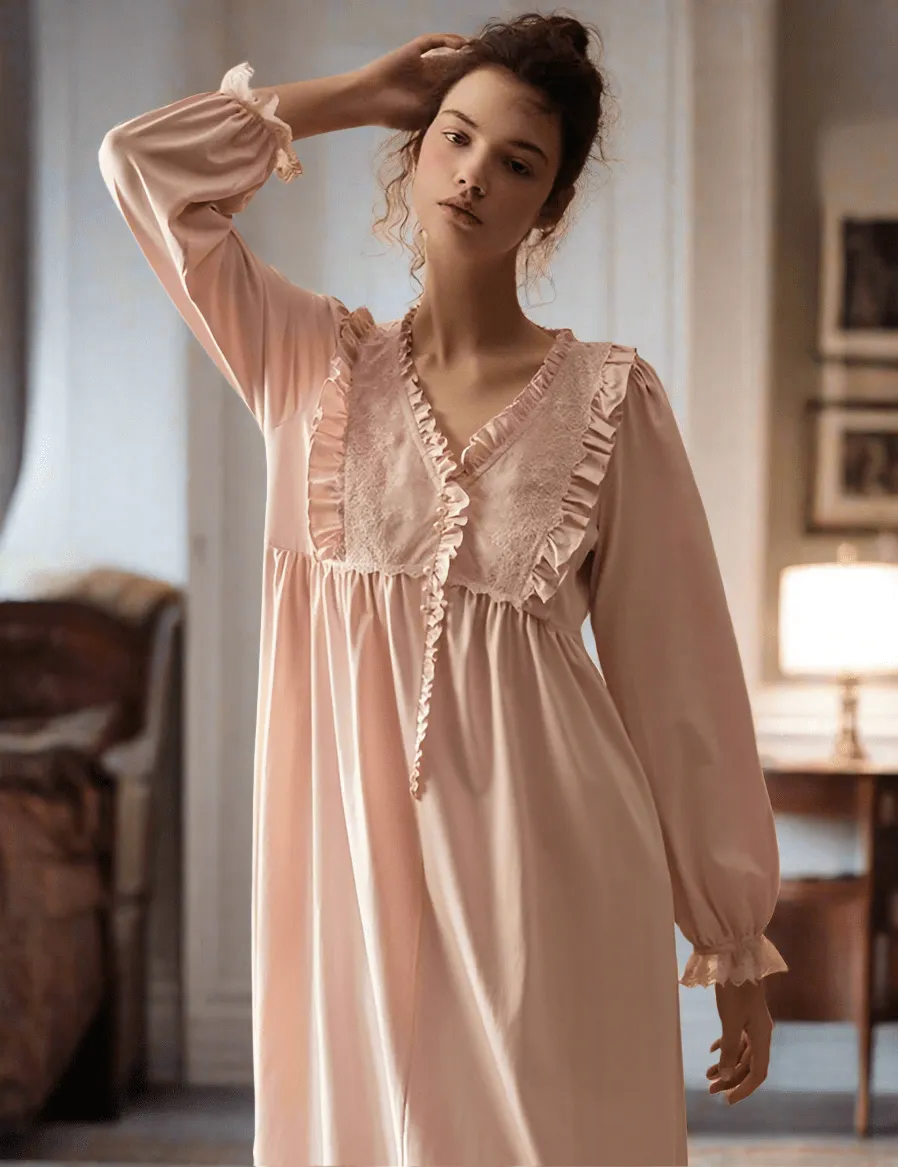 Adelia Empire, Cotton Sleepwear, White or Pink (S-L)