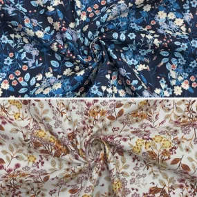 All Over Delicate Floral and Leaves Cotton Poplin Fabric