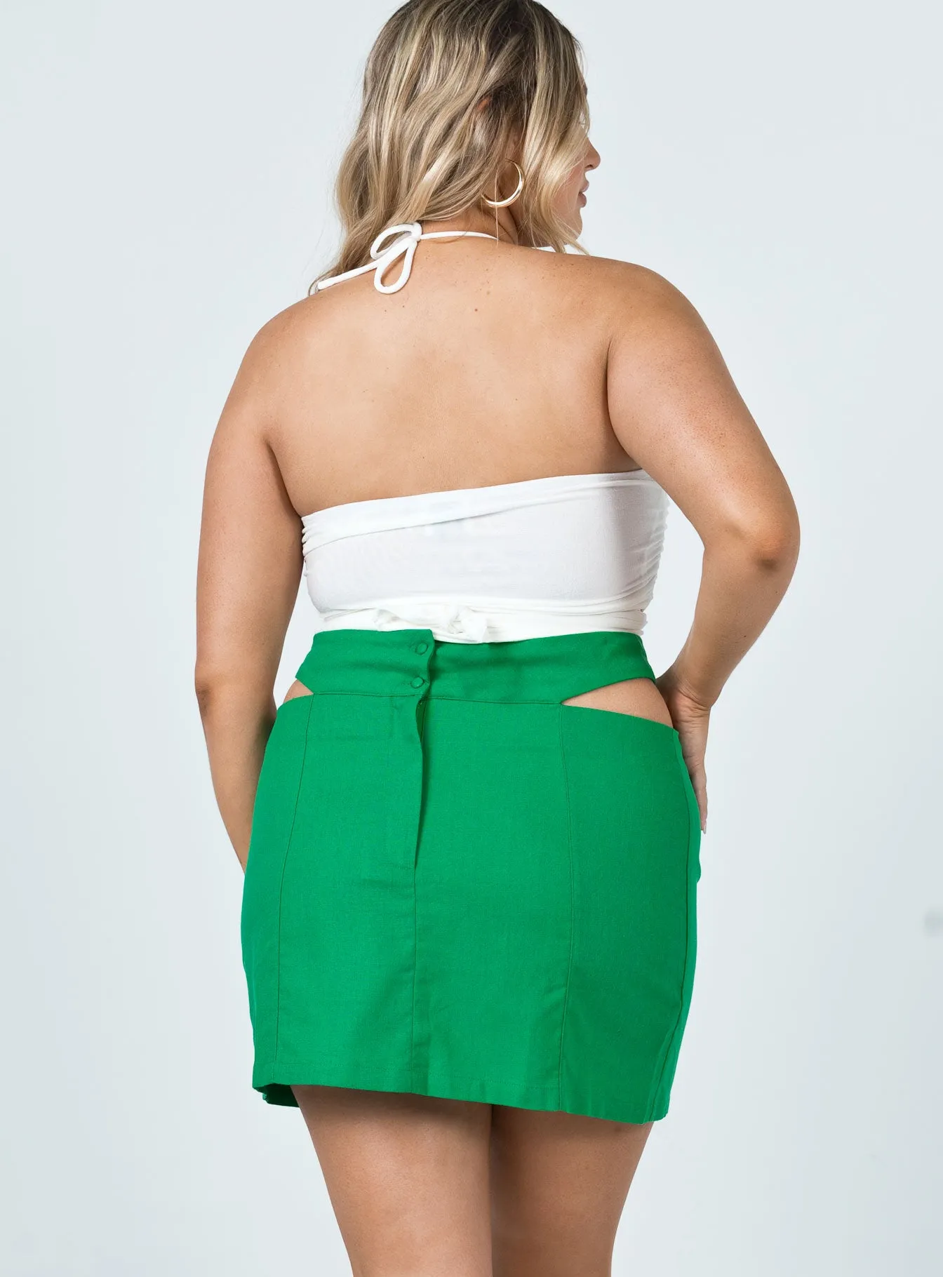 Amara Cut Out Mini Skirt Green