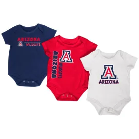 Arizona Wildcats Colosseum Navy Red White Infant One Piece Outfits - 3 Pack