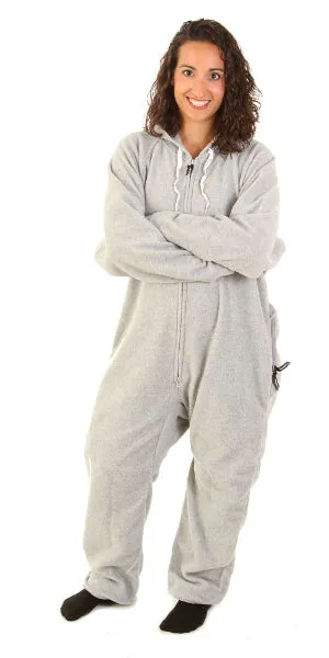 Asleep on the Job Gray Onesie - Detachable Feet