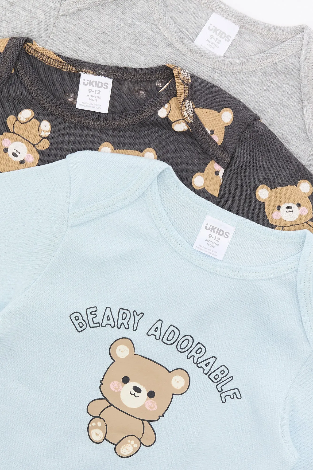 Baby Beary Adorable Graphic Long Sleeve Onesie (3 Pack)