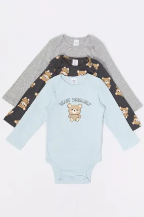 Baby Beary Adorable Graphic Long Sleeve Onesie (3 Pack)