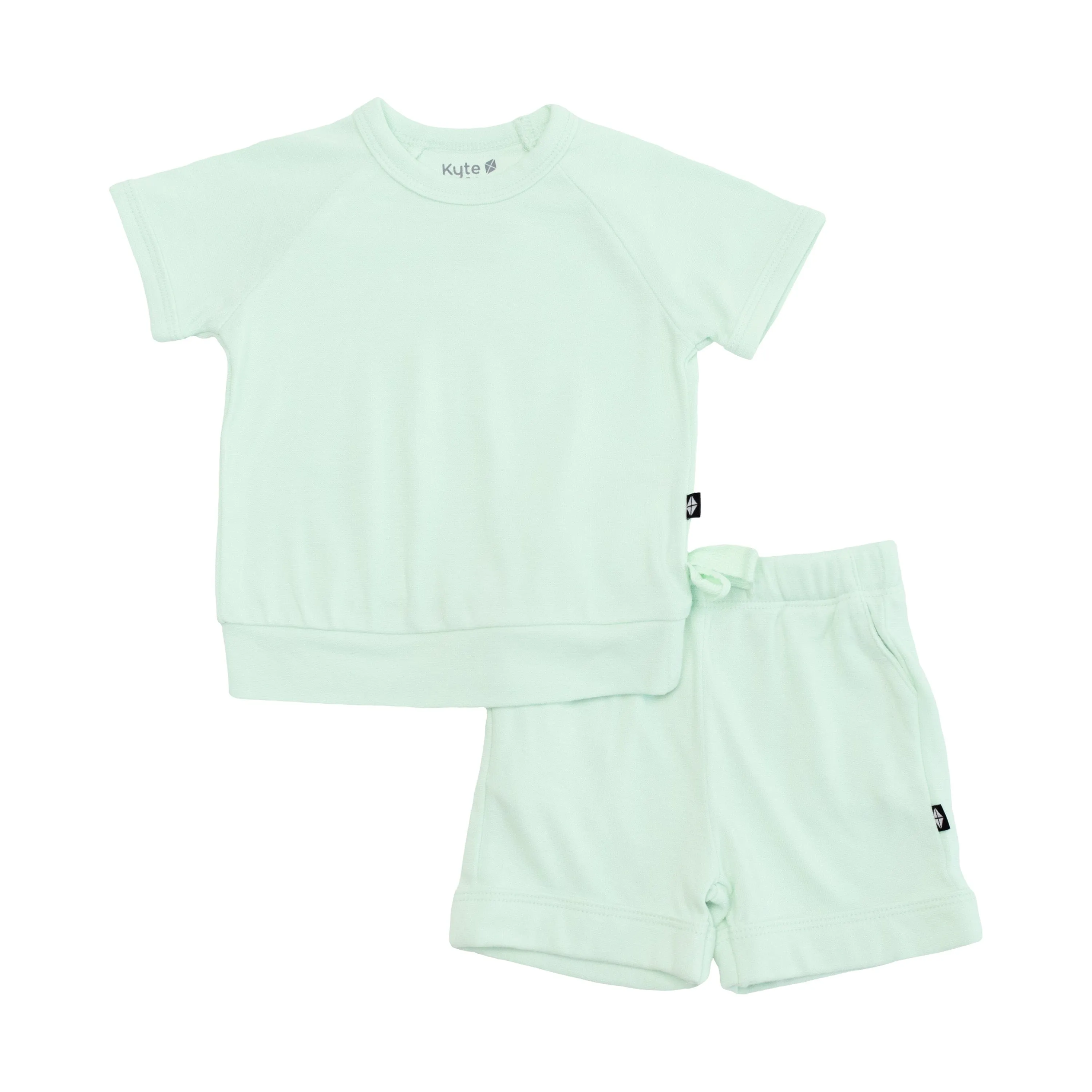 Bamboo Jersey Short Sleeve Jogger Set in Mint