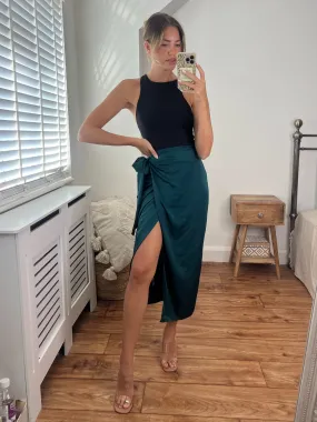 Beau Wrap Midi Skirt / Emerald Green