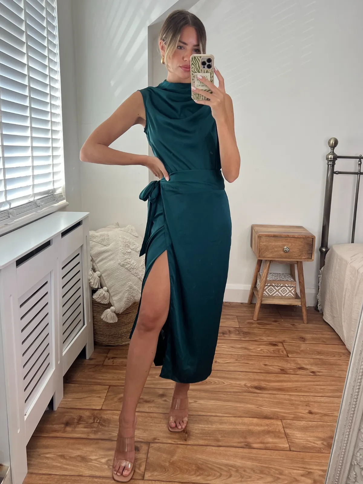 Beau Wrap Midi Skirt / Emerald Green