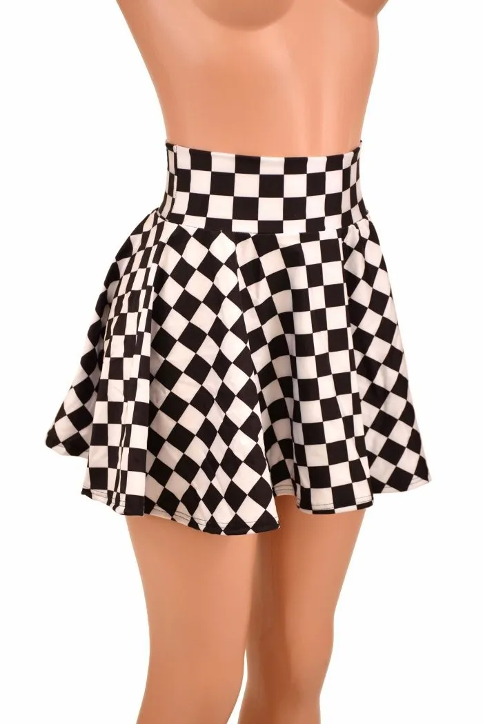 Black & White Checkered Mini Rave Skirt