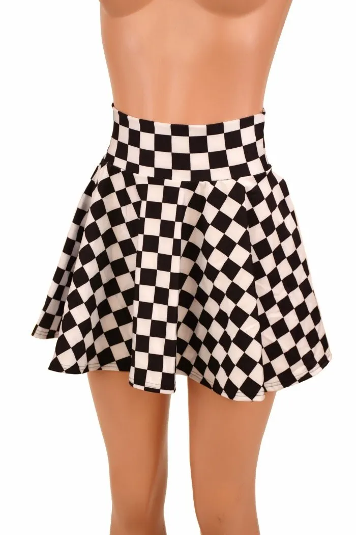 Black & White Checkered Mini Rave Skirt