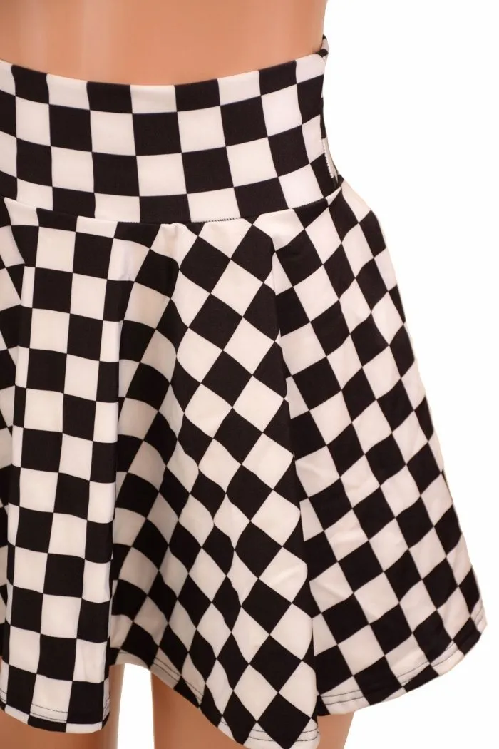 Black & White Checkered Mini Rave Skirt