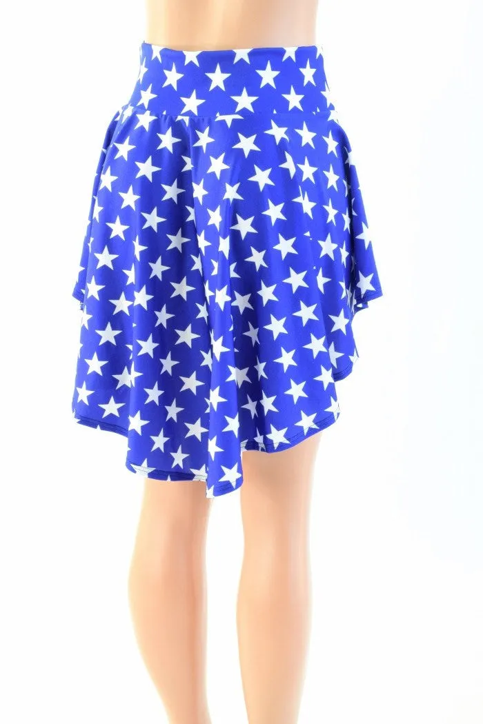 Blue and White Star Hi Lo Rave Mini Skirt