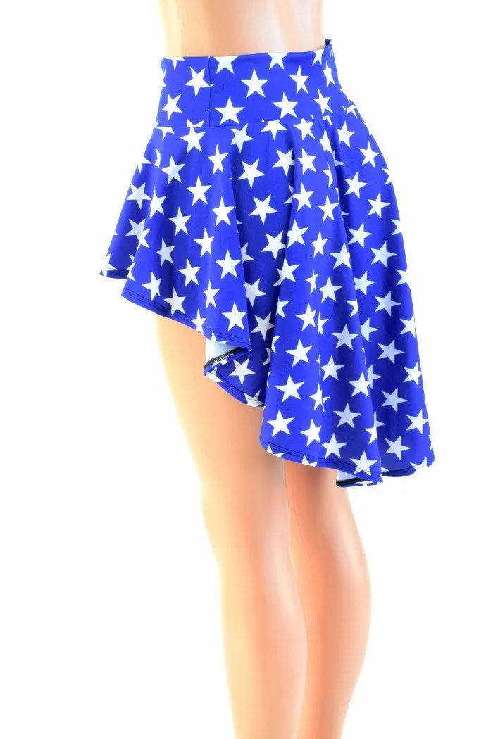 Blue and White Star Hi Lo Rave Mini Skirt