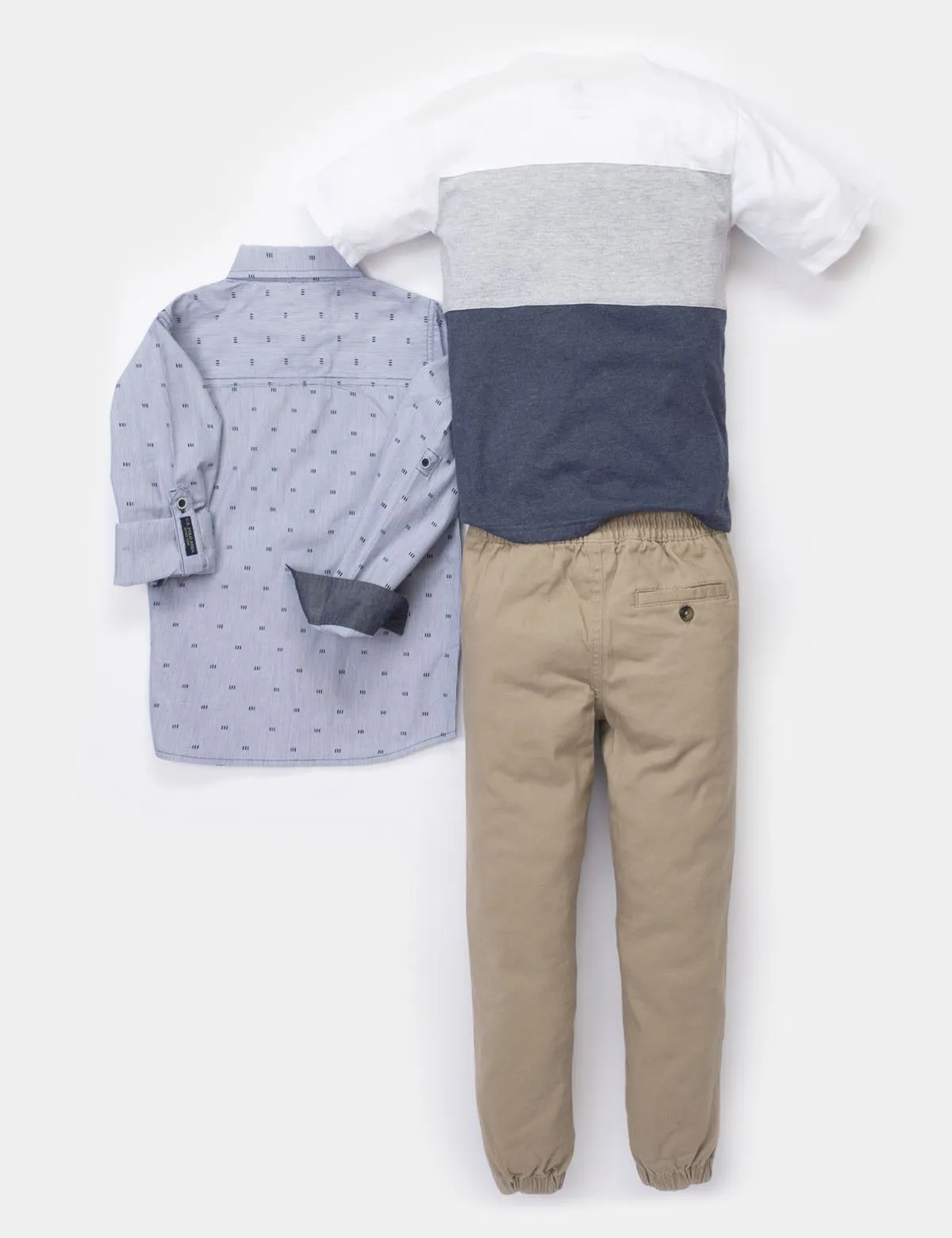 BOYS 3 PIECE SET: SHIRT, TEE-SHIRT & JOGGERS