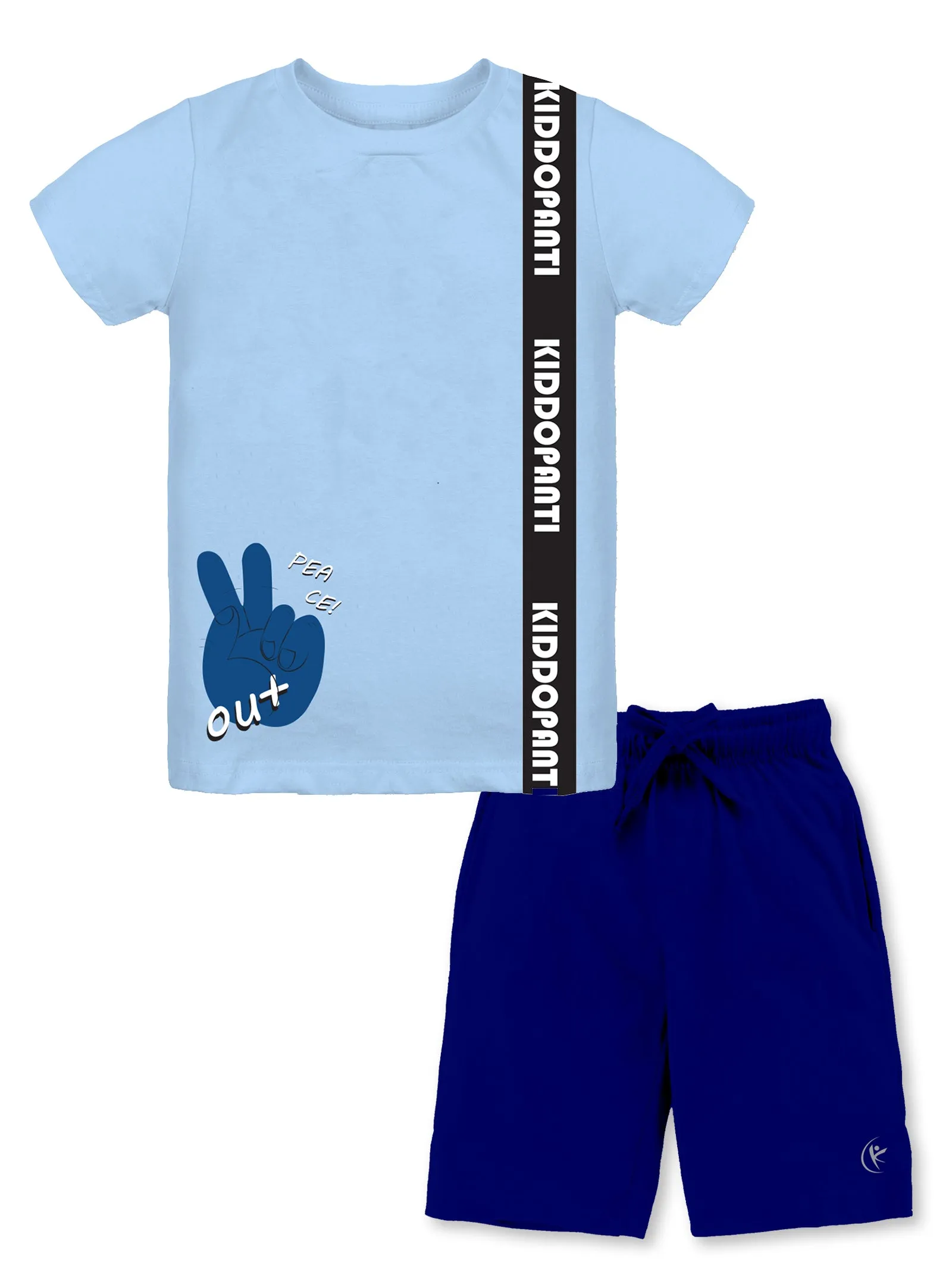 Boy's Printed Half Sleeve Tee & Knee length Basic Short Set