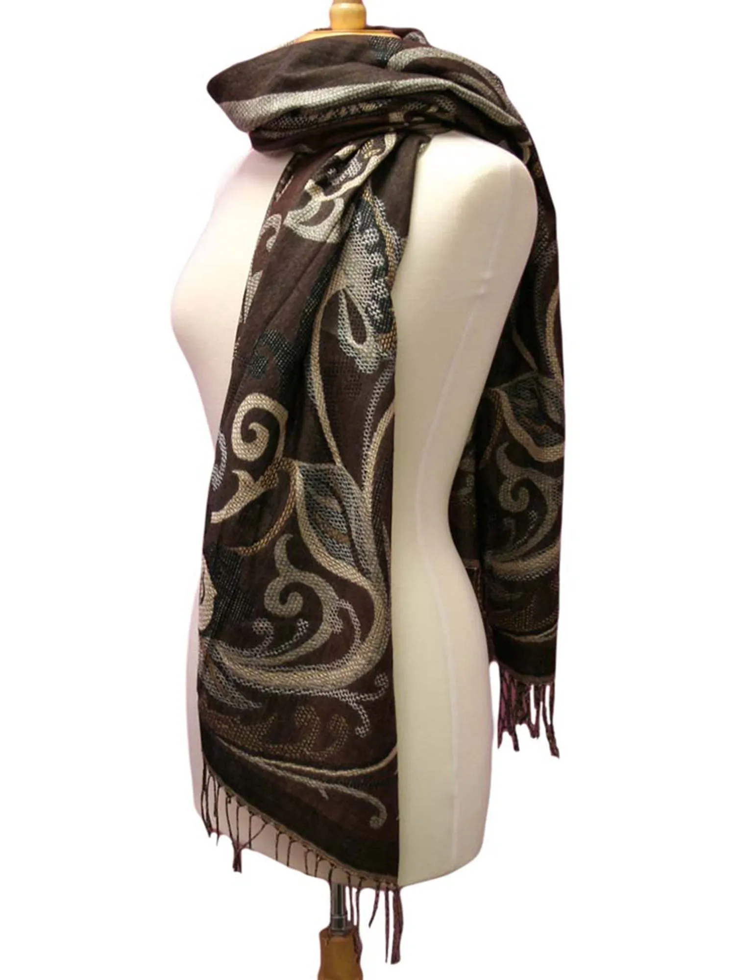 Brown Floral Print Pashmina Scarf