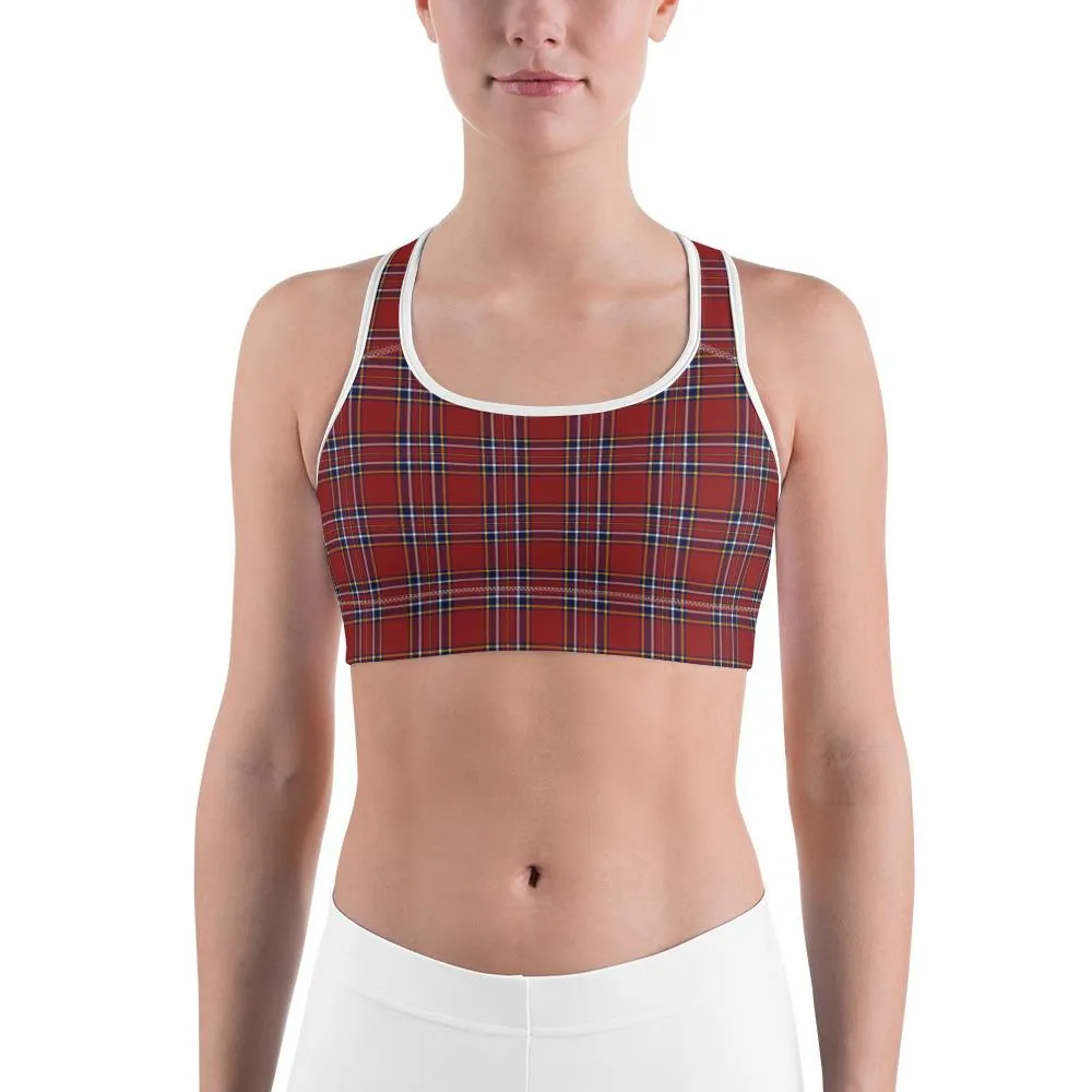 Deep Red Tartan Sports Bra