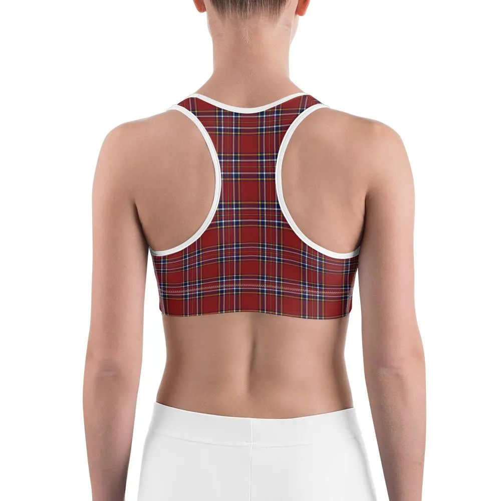 Deep Red Tartan Sports Bra