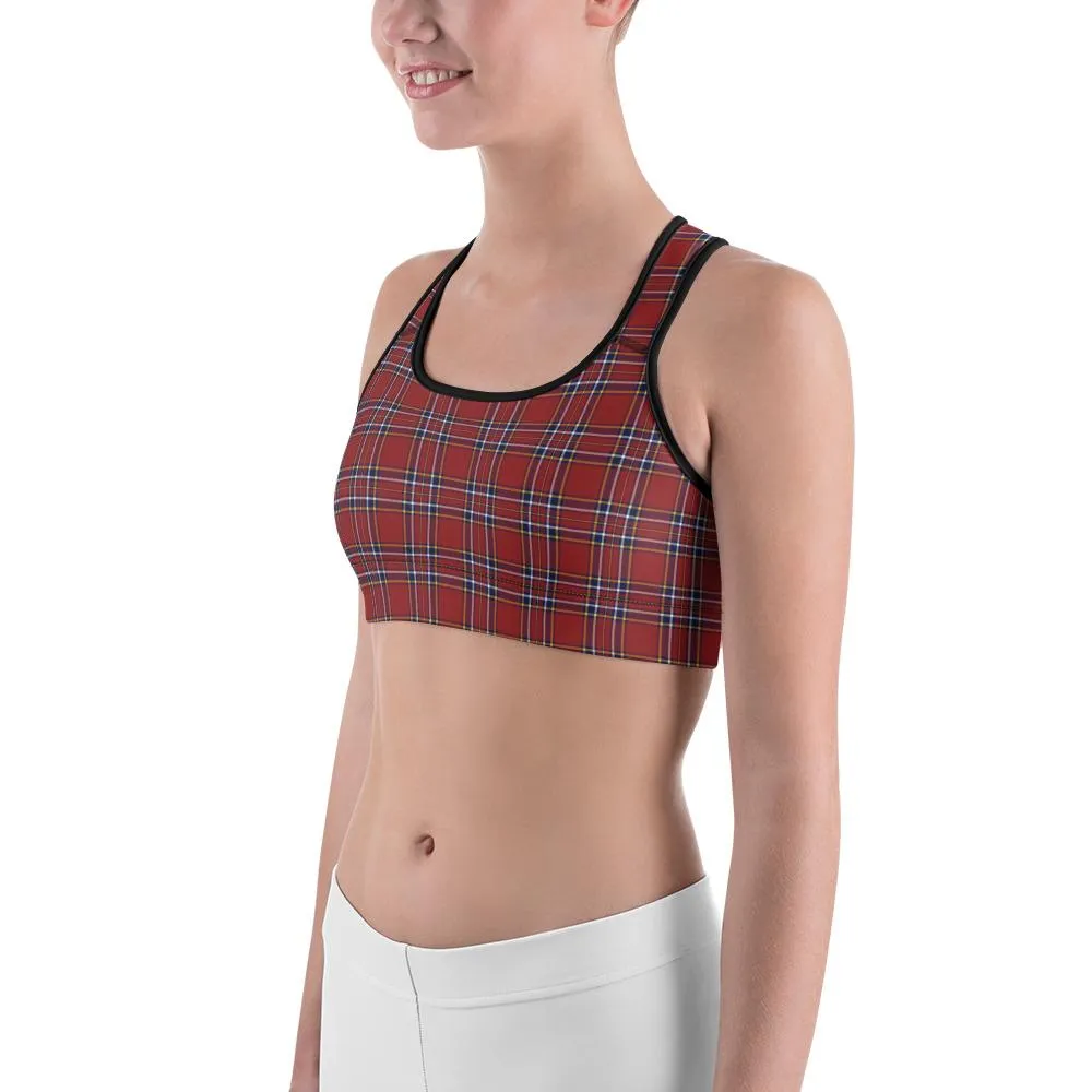 Deep Red Tartan Sports Bra