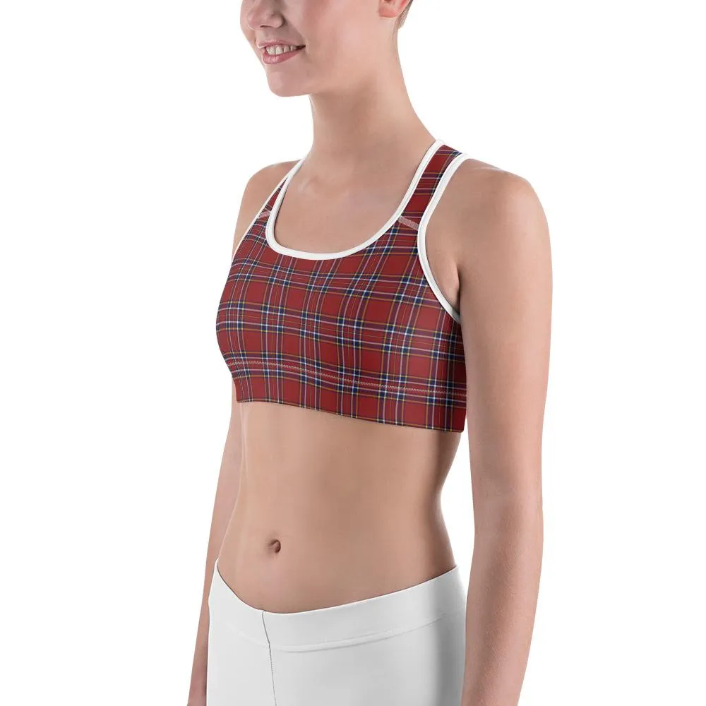 Deep Red Tartan Sports Bra