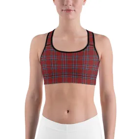 Deep Red Tartan Sports Bra