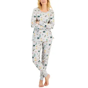 Family PJs Women's Matching Gray Holiday Cats & Dogs Pajama Set