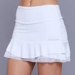 Floral Knit Tier Short Skort with a Twist (white)