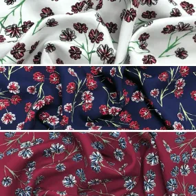 Flowers with Stems Viscose Fabric