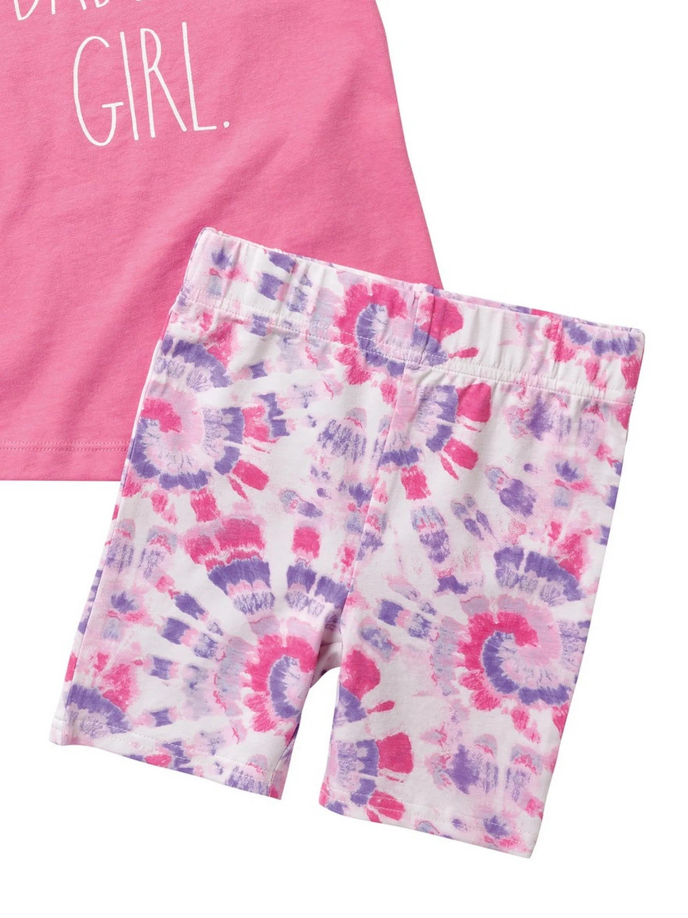 Girls "DADDY'S GIRL" Ruffle Sleeve Tank and Elastic Waistband Short Set