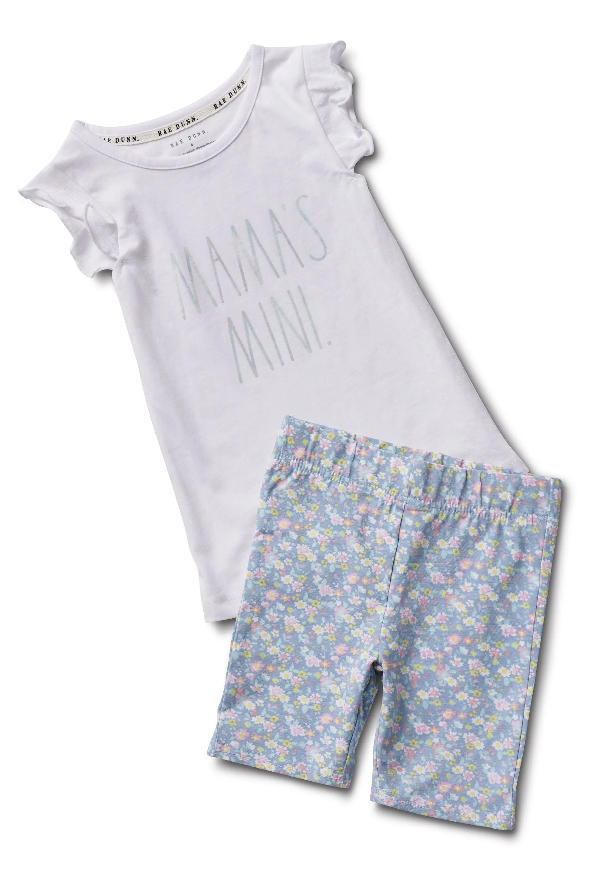 Girls "MAMA'S MINI" Ruffle Sleeve Tank and Elastic Waistband Short Set