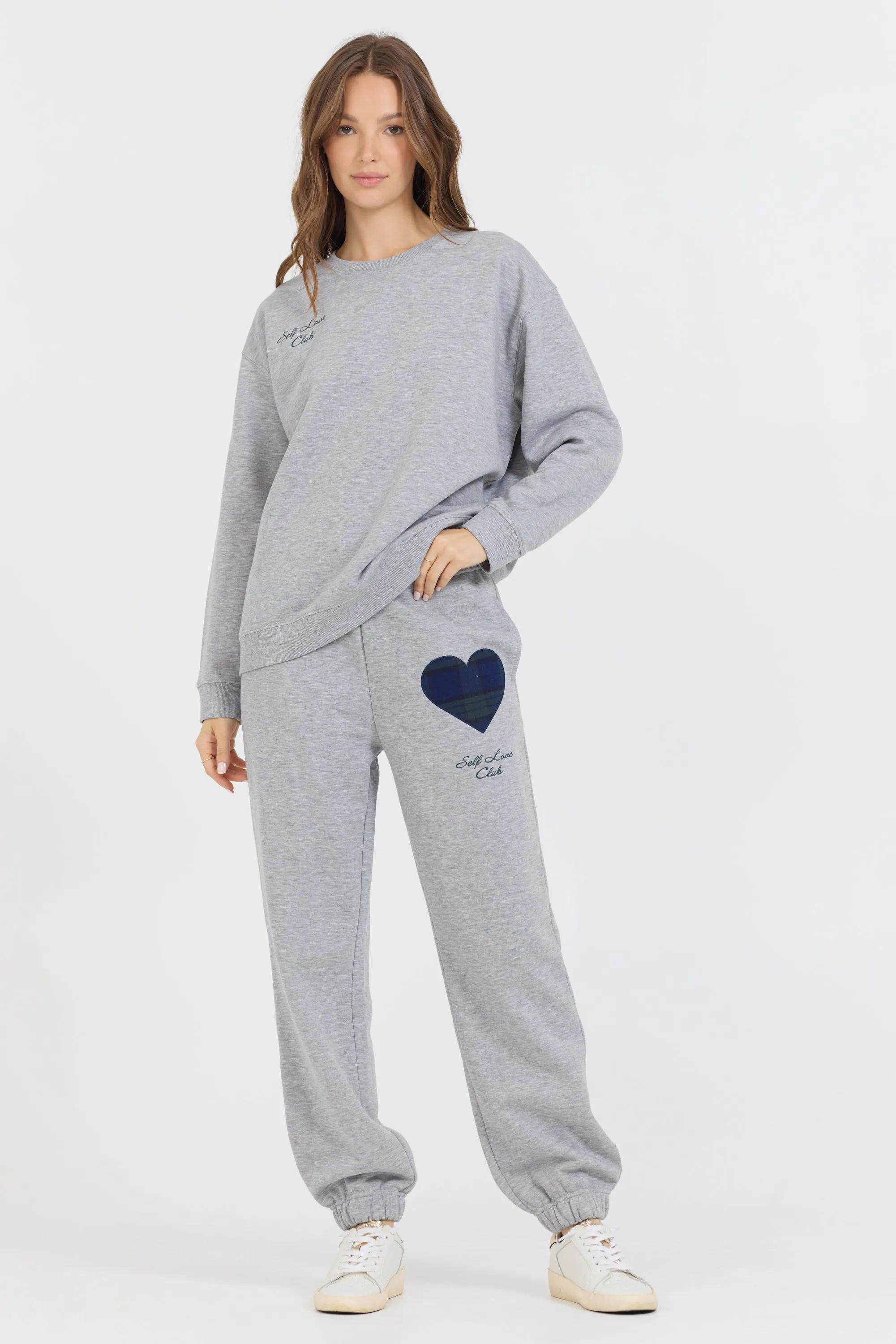 Heather Grey Essential Fleece Jogger W/ Self Love Club Jogger