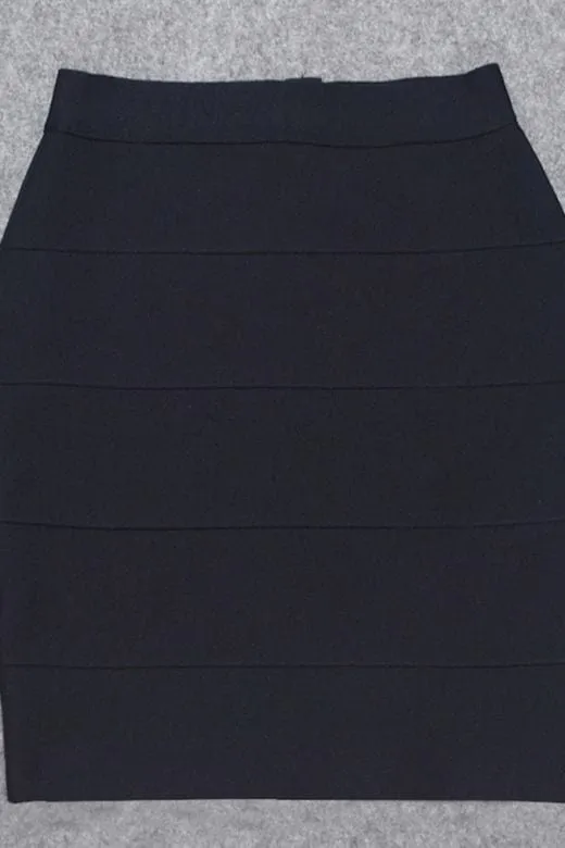 High Waist Bandage Striped Mini Skirt - Classic Black