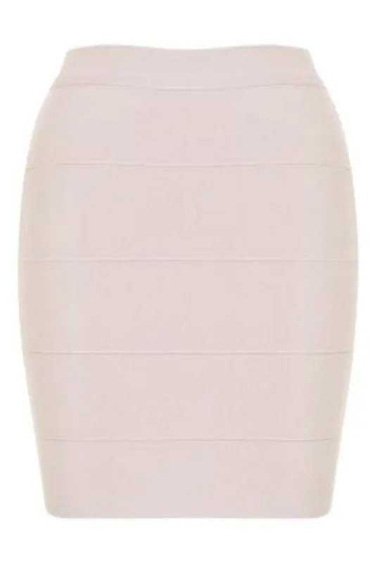 High Waist Bandage Striped Mini Skirt - Cream