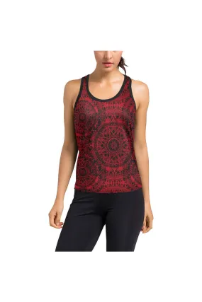 Modern Abstract Red & Black Women's Racerback Tank Top