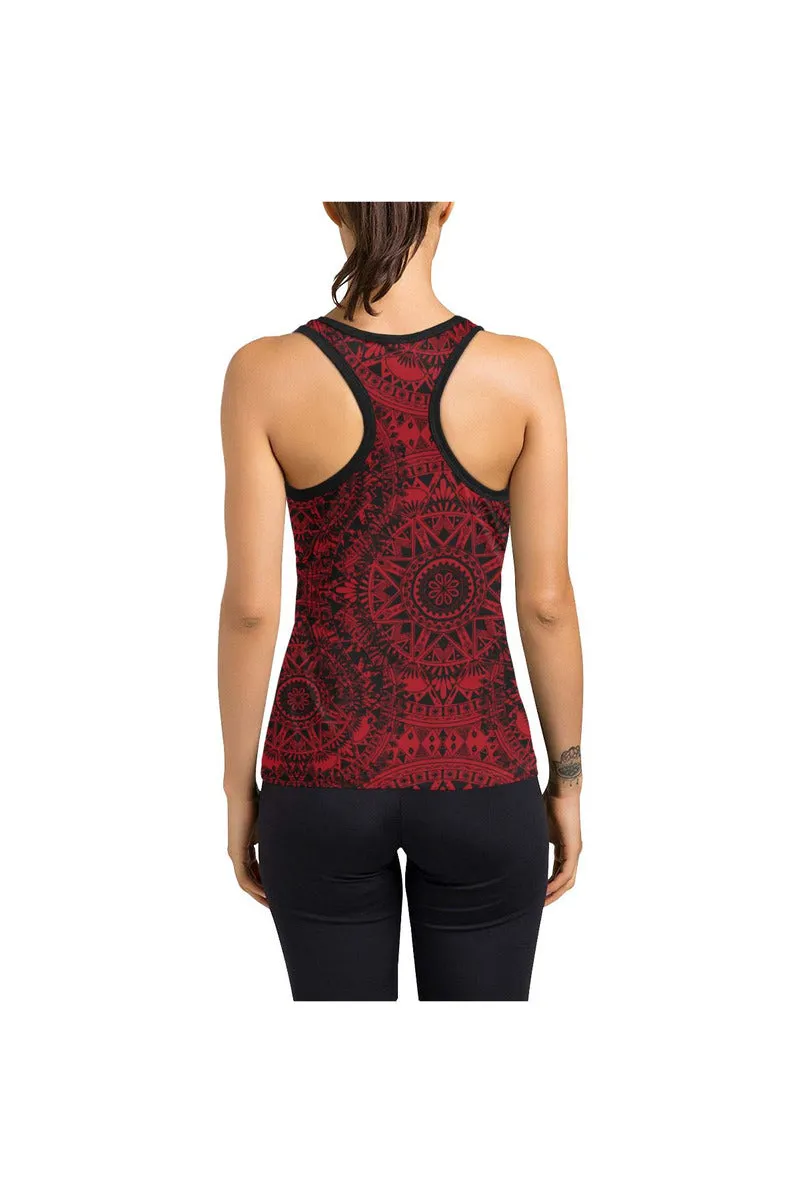 Modern Abstract Red & Black Women's Racerback Tank Top