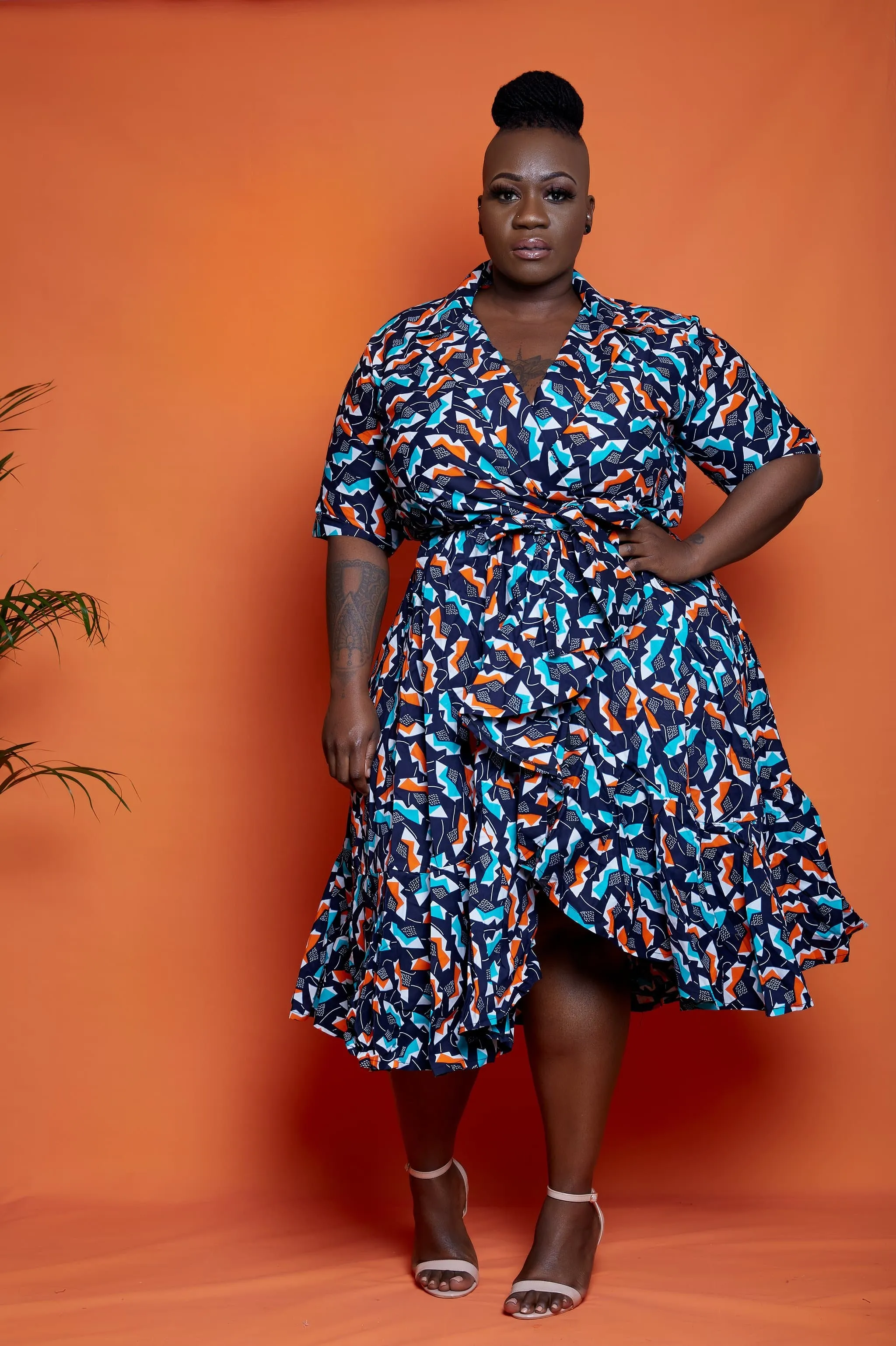 New in: African Print Wrap Midi Dress - Olla