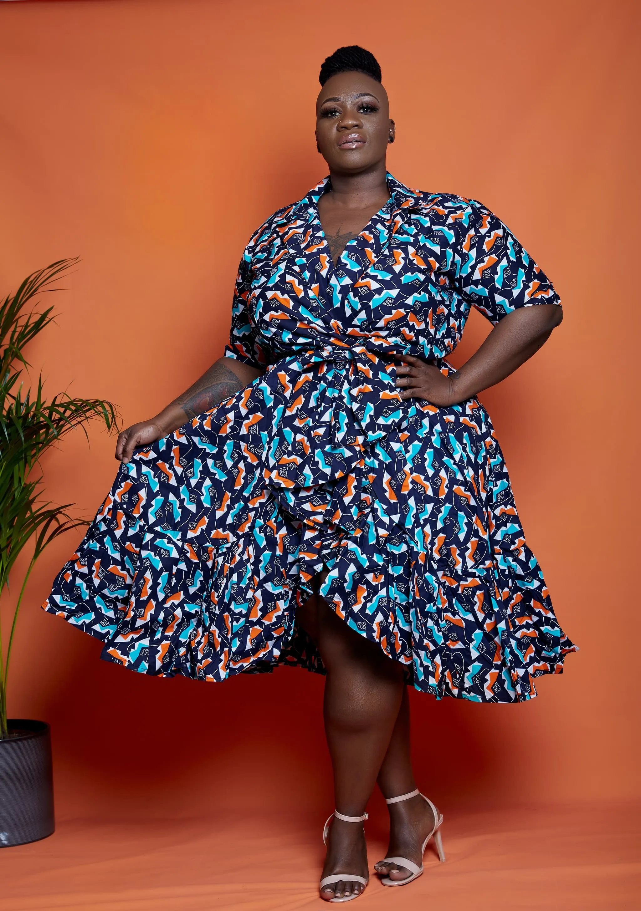 New in: African Print Wrap Midi Dress - Olla