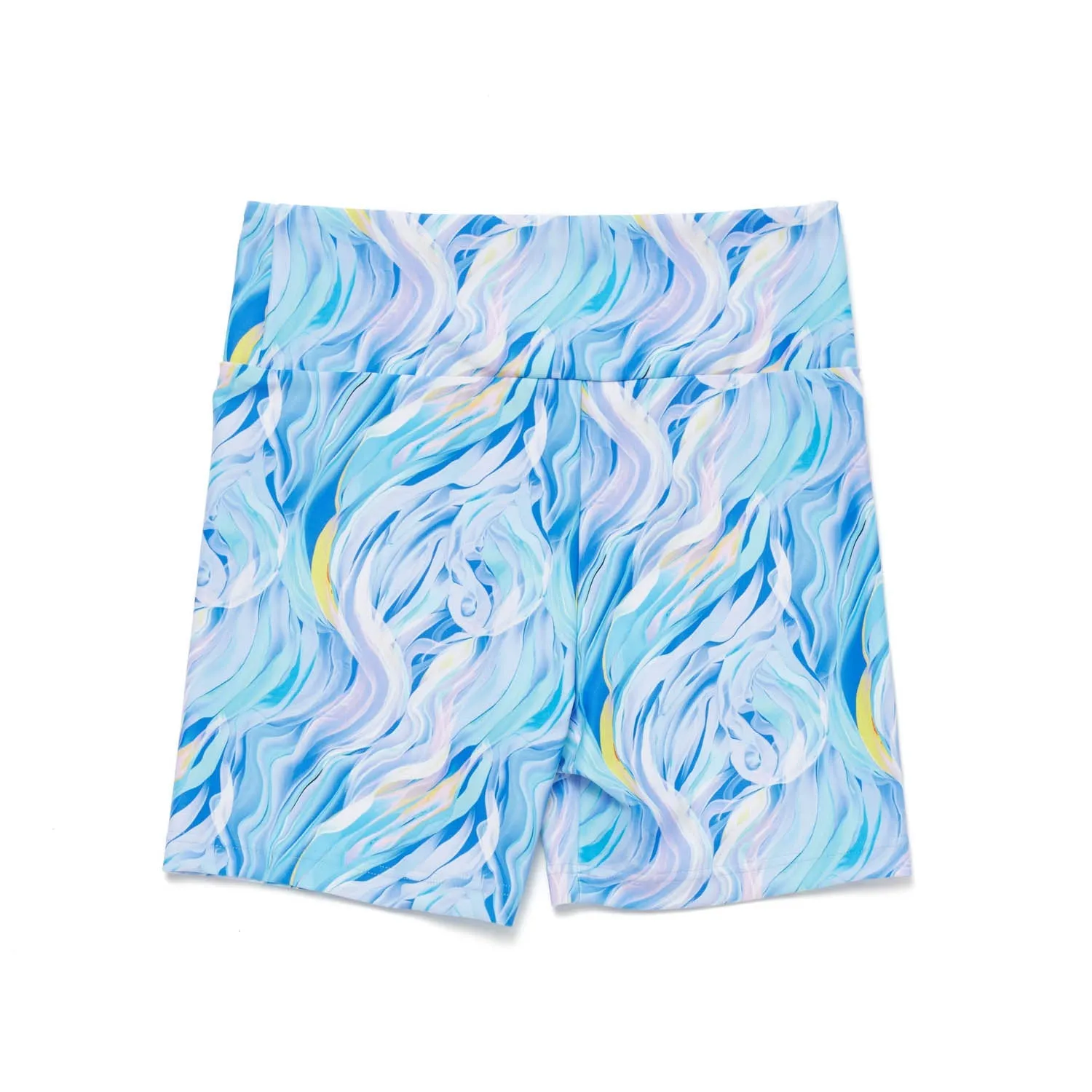 Nicole: Midi Length Bike Shorts in Ice Cream Swirls Print