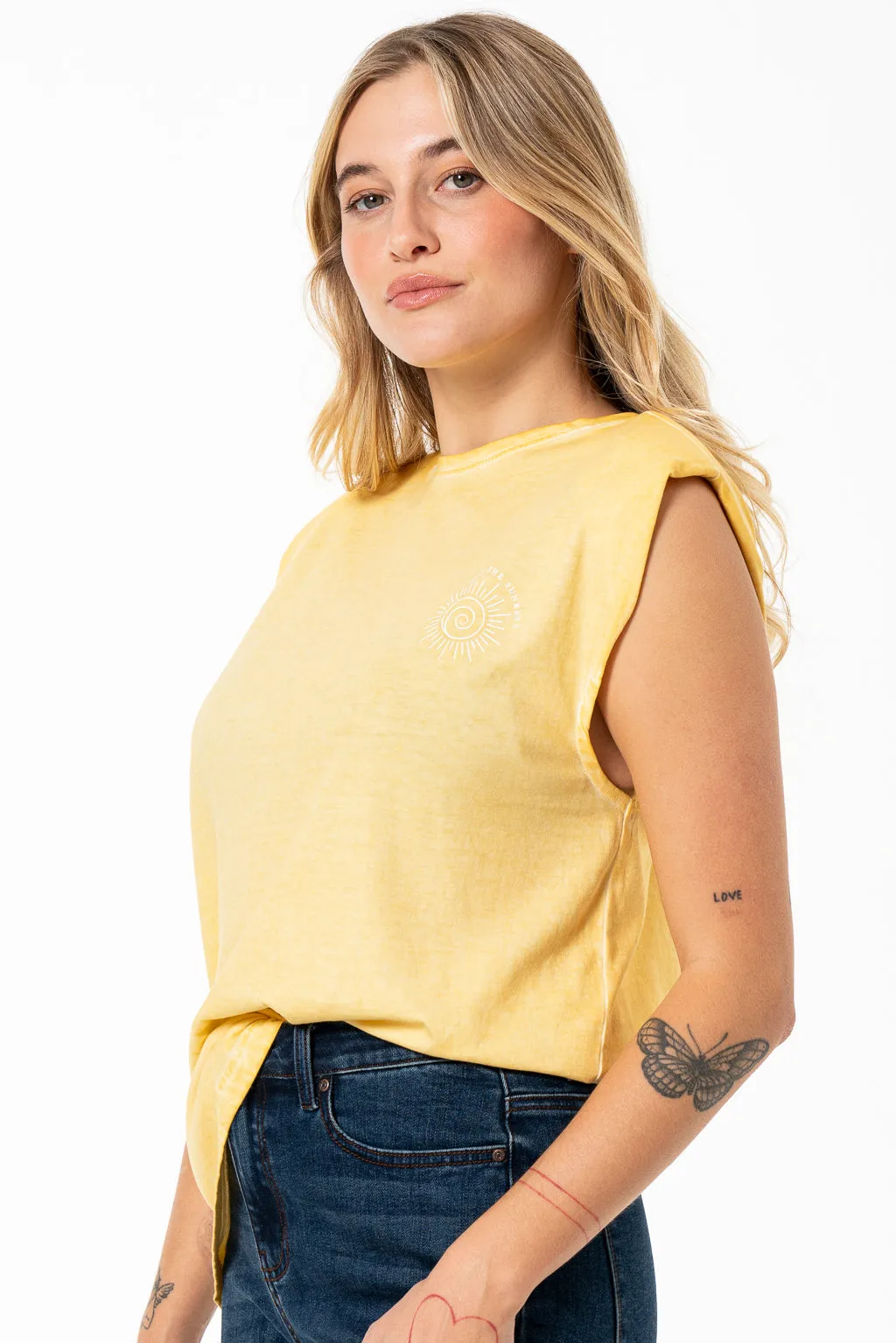 Organic Dye Muscle T-Shirt _ 141583 _ Yellow