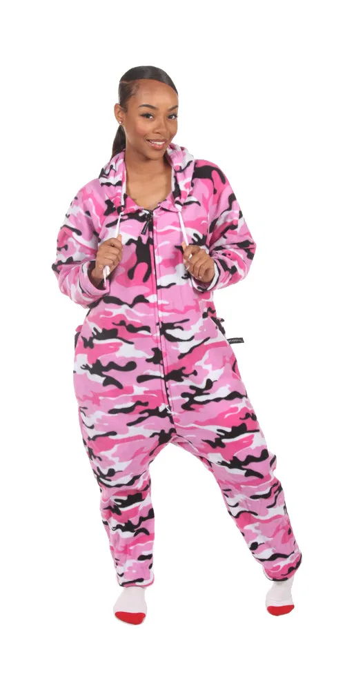 Pink Comatose Camo Onesie - Detachable Feet