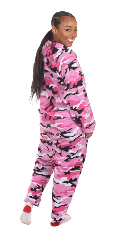 Pink Comatose Camo Onesie - Detachable Feet