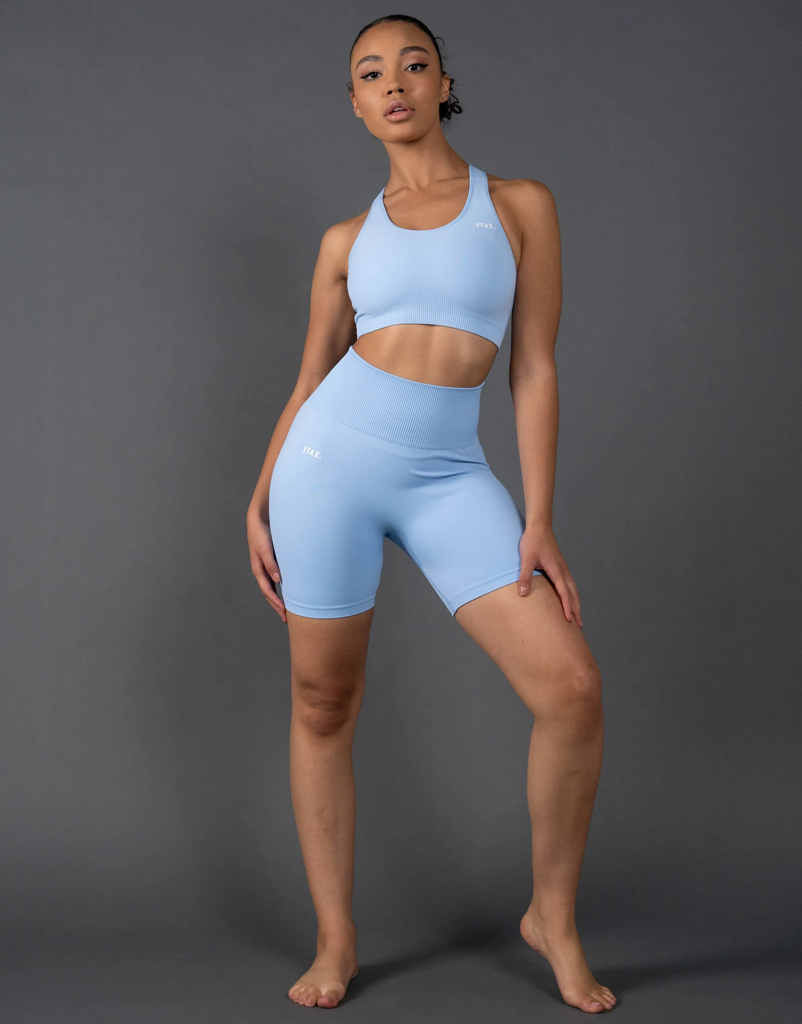 Premium Seamless Midi Bike Shorts V5.1 - Baby Blue