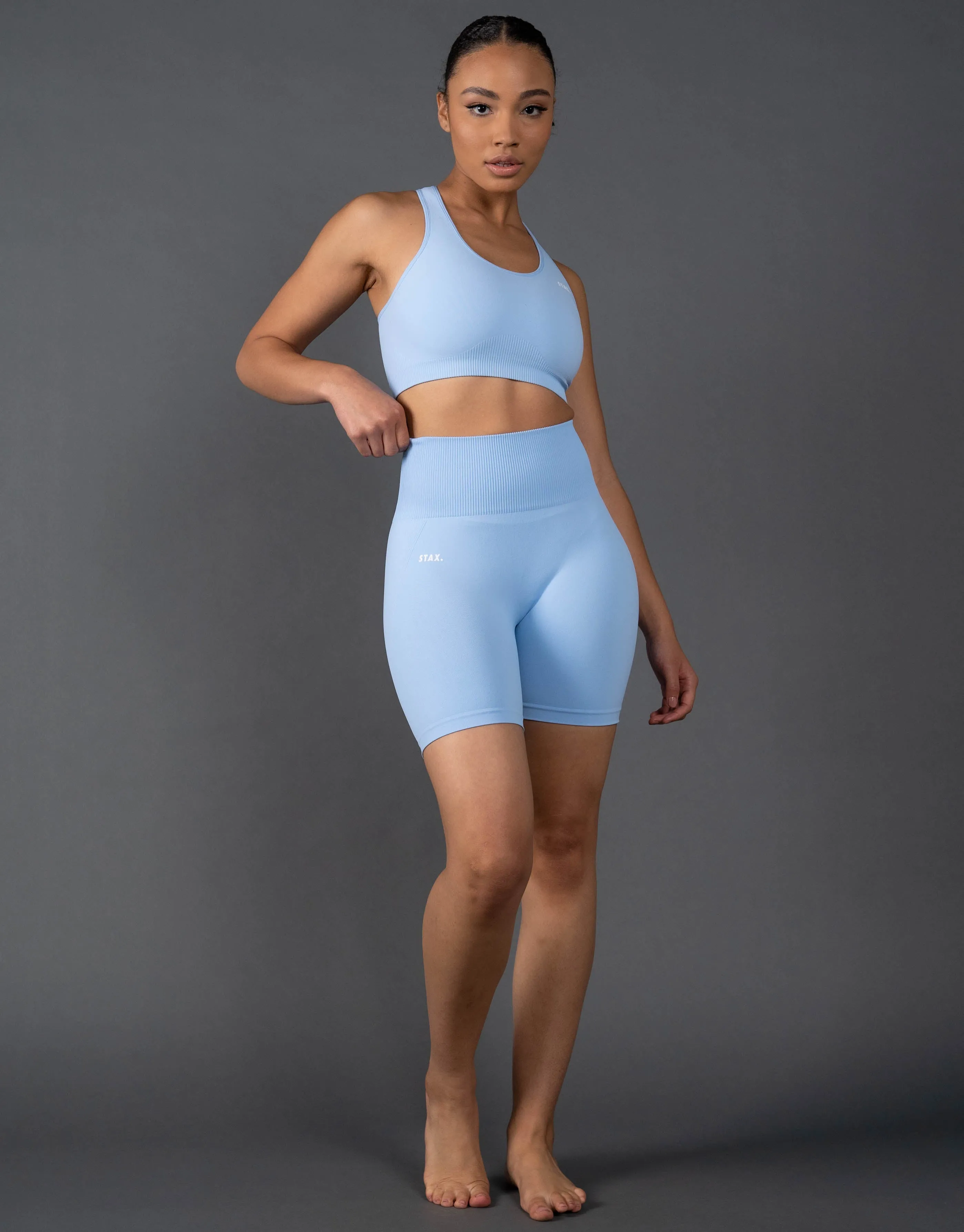 Premium Seamless Midi Bike Shorts V5.1 - Baby Blue