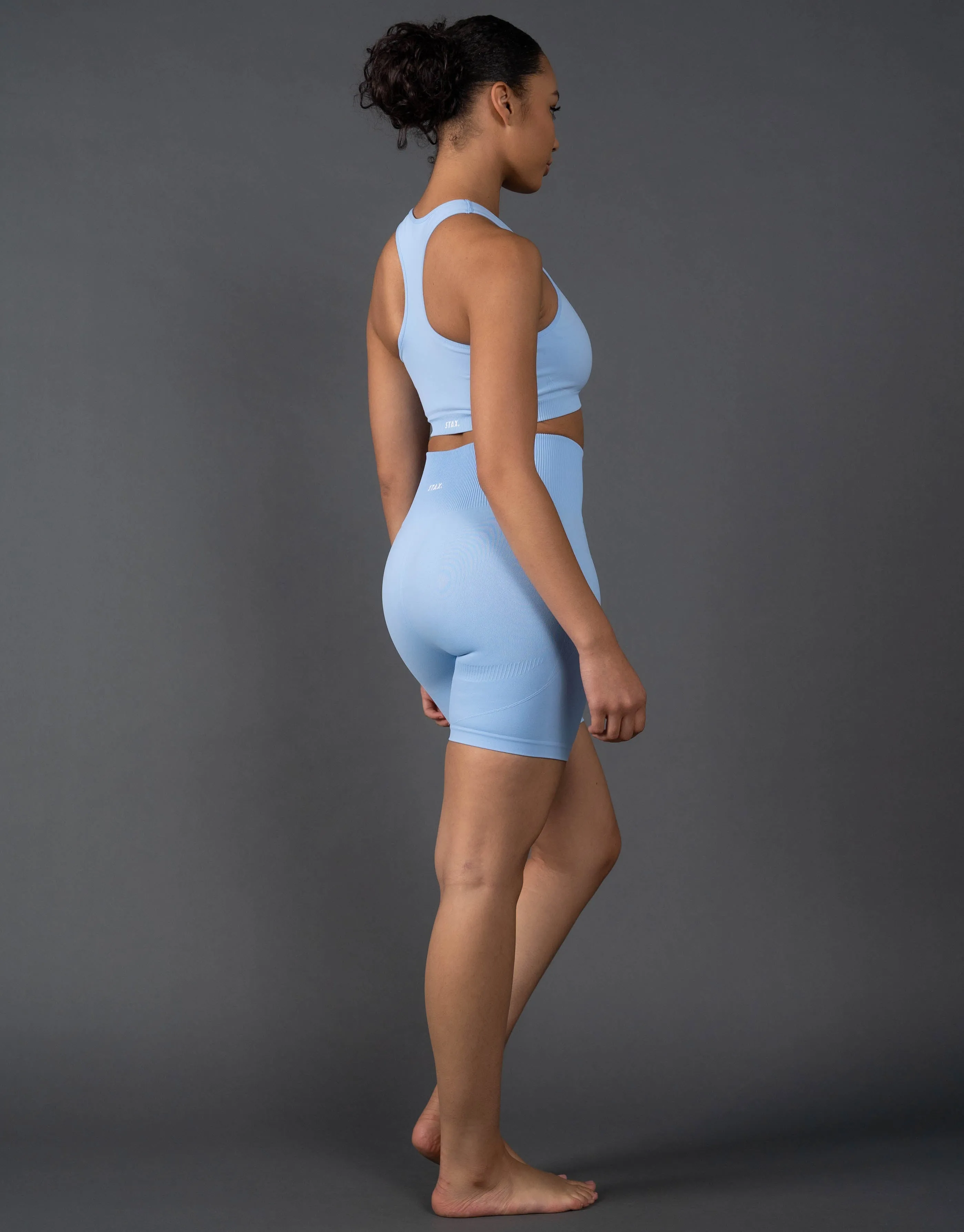 Premium Seamless Midi Bike Shorts V5.1 - Baby Blue