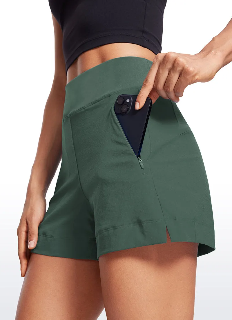 Ripstop Mid-Rise Hiking Shorts with Zip Pockets 4''