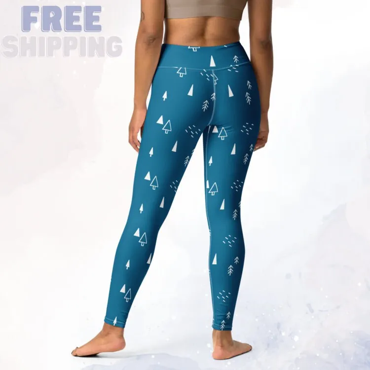 Scandinavian Forest Blue High Waist Leggings