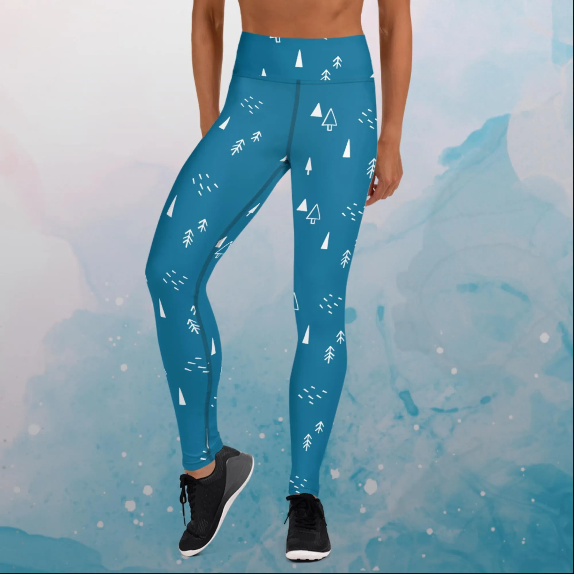 Scandinavian Forest Blue High Waist Leggings