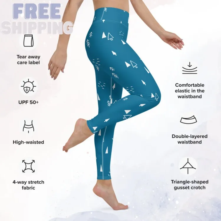 Scandinavian Forest Blue High Waist Leggings