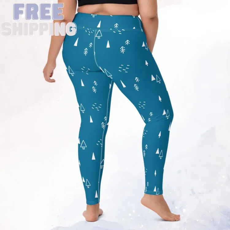 Scandinavian Forest Blue High Waist Leggings